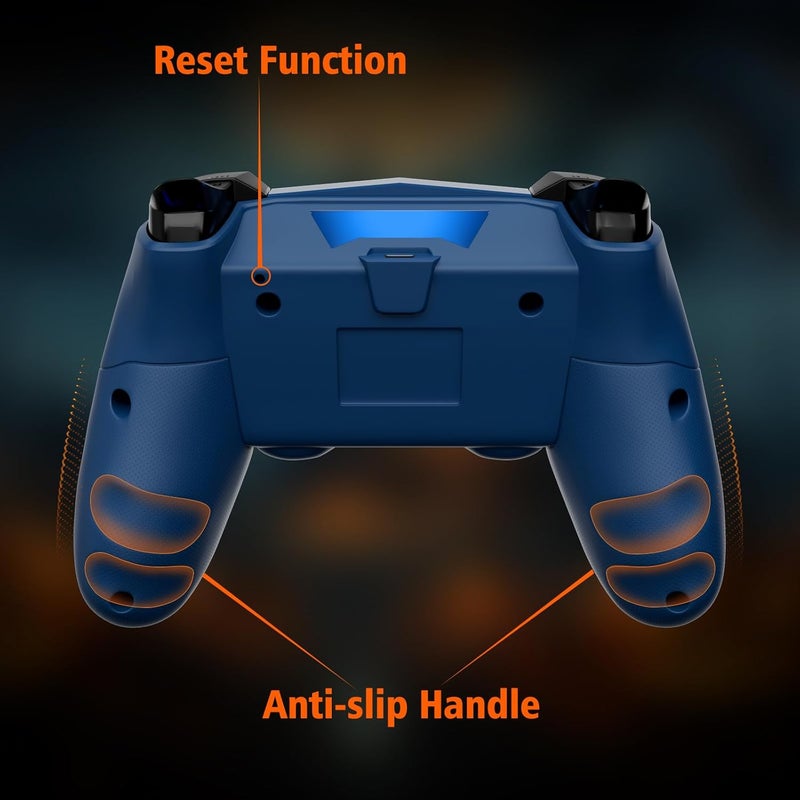 Wireless Controller for PS4,LED Controller for Playstation 4 with 5 Light Modes/USB-C Charging Port/Touchpad/Dual Motors/6-Axis Gyro/3.5mm Audio Jack, Blue Bats-Shape Light Design Game Control for PS4 - Image 5