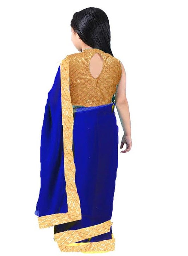 HIBA CREATIONS Baby girl lehenga saree with jaipuri lace blouse Blue color 6-12 M - Image 2