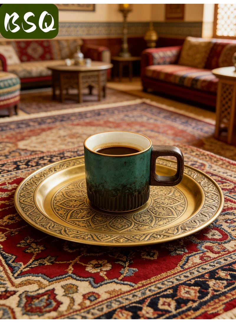 بي إس كيو كوبان صغيران من الإسبريسو (أزرق وأخضر، كلاهما مخبوز) سعة 75 مل بمقابض سيراميكية وتزجيج متدرج، مثاليان للقهوة التركية واللاتيه والكابتشينو. كما تتضمن المجموعة كوبين صغيرين من البورسلين على الطراز الياباني (بمقابض خشبية) وفنجانين صغيرين من الشاي الخزفي. - Image 5