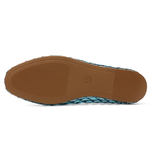 HEVA Women's Jelly Mesh Flats Breathable Clear Hollow Shoes Summer Beach Jellies Ballet Sandals(6 M US Grey Blue) - Image 4