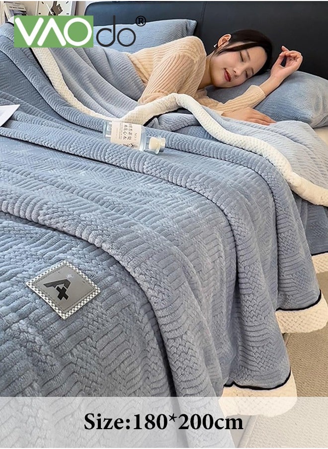 VAOdo Knitting Blanket Soft Breathable Simple Double-faced Flannel Knit Fuzzy Plush Microfiber Blankets for Sofa Bed Office 180*200CM  - Image 5