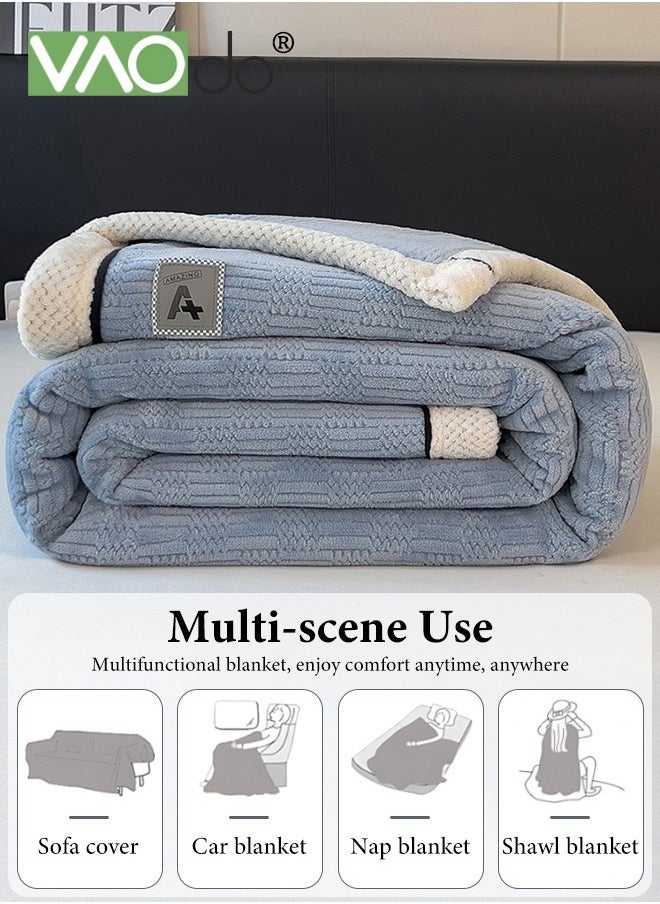 VAOdo Knitting Blanket Soft Breathable Simple Double-faced Flannel Knit Fuzzy Plush Microfiber Blankets for Sofa Bed Office 180*200CM  - Image 3