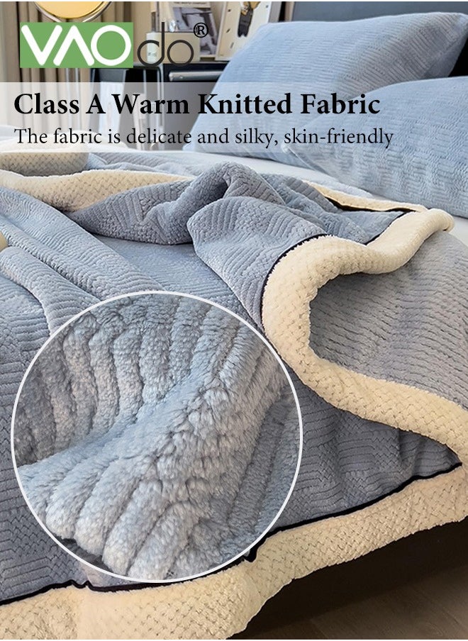 VAOdo Knitting Blanket Soft Breathable Simple Double-faced Flannel Knit Fuzzy Plush Microfiber Blankets for Sofa Bed Office 180*200CM  - Image 4