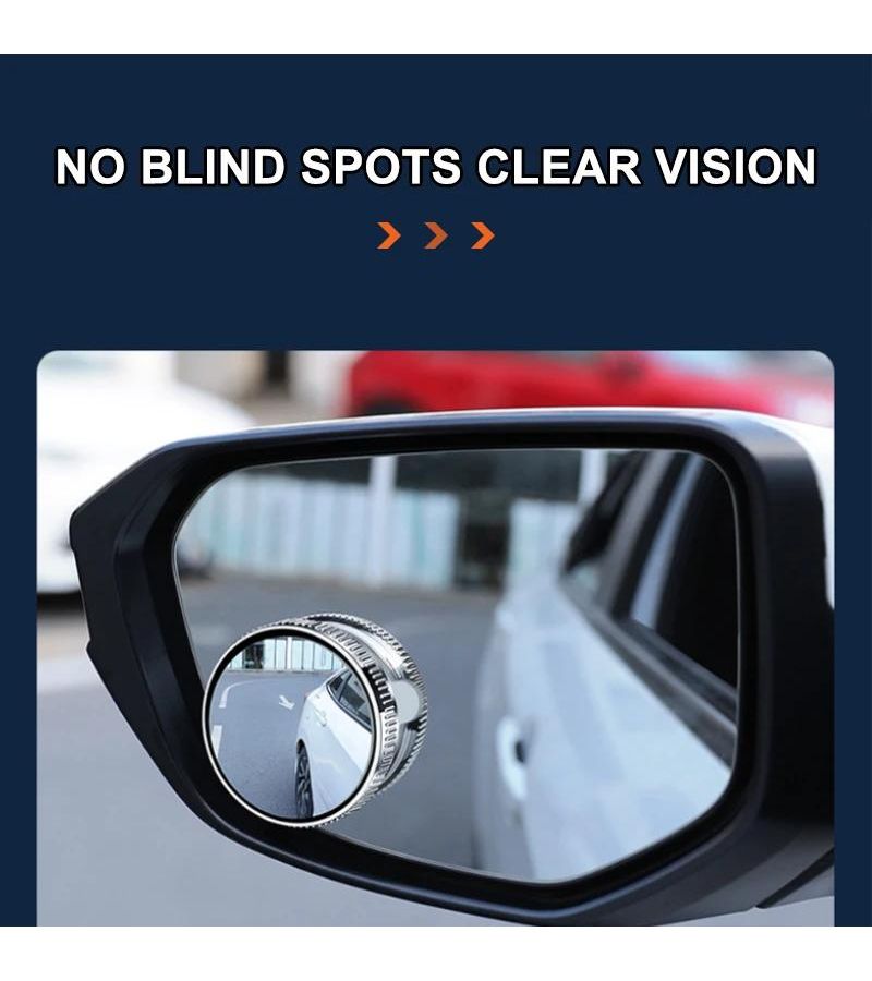 Car Rearview Sucker Mirror 360 Blind Spot Mirror Adjustable Round Frame Wide Angle Auxiliary Convex Mirror Silvery Border - Image 4