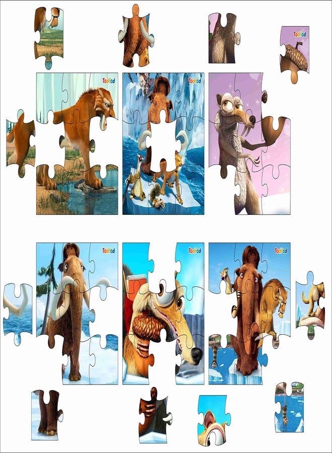 TodFod Ice Edge & Friends 6-in-1 Wooden Jigsaw Puzzle Set | 54-Piece Educational Cartoon Puzzle Toy for Kids | Anime Character Learning & Fun Game - Image 2