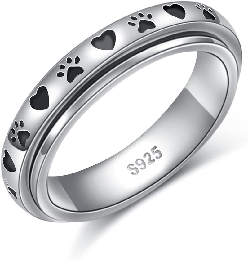 Ladytree Anxiety Relieve Spinner Rings Sterling Silver Worry Stress Relieving Boredom ADHD Autism Ring for Women Men - Image 1