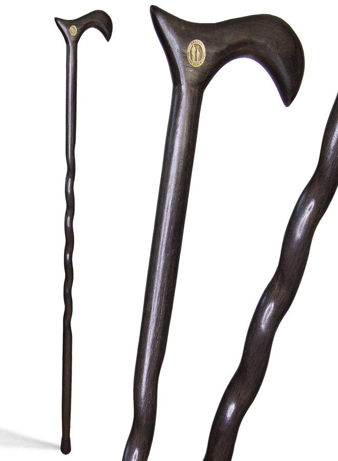 Brazos Handcrafted Wood Walking Cane, Twisted Oak, Derby Style Handle, for Men & Women, Made in the USA, Flint, 37" - Image 1