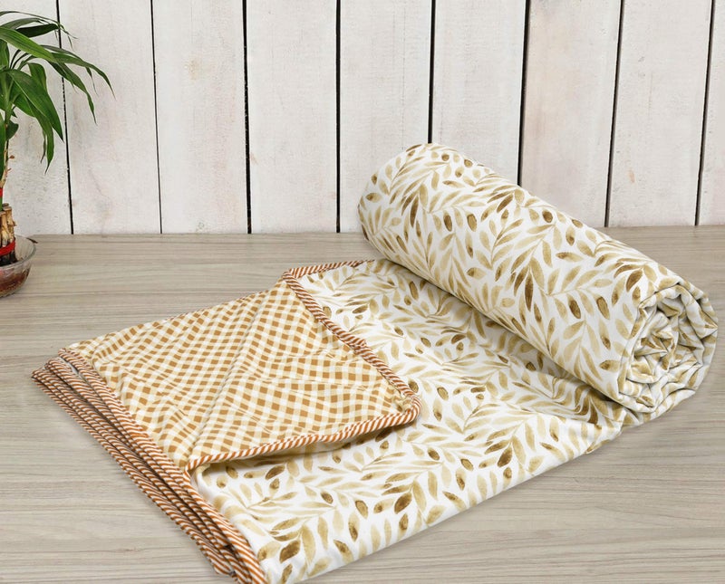 Tzafrir Dohar Double Bed Cotton | AC Blanket Summer| Soft Light Weight, Quilt, Duvet King Size 84"x96" -Brown Pack of 1 - Image 1