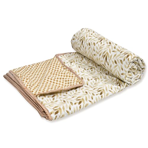 Tzafrir Dohar Double Bed Cotton | AC Blanket Summer| Soft Light Weight, Quilt, Duvet King Size 84"x96" -Brown Pack of 1 - Image 3