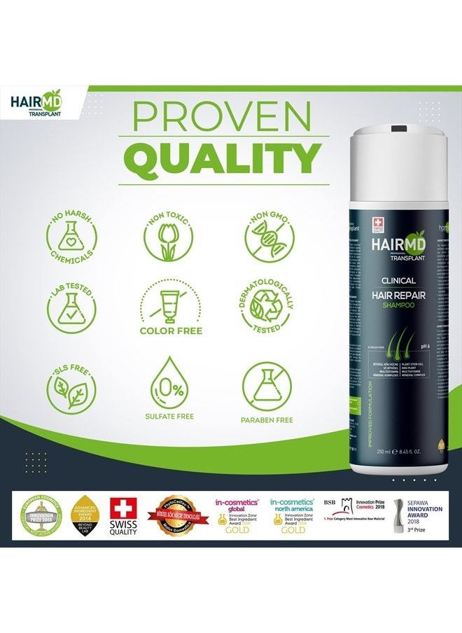 hairmd - Transplant Hair Repair Set - Hair Regrowth Set with 250 ml Regenerating Shampoo and 150 ml Repair Foam - Rich in Biotin, Keratin, Saw Palmetto - Suitable for All Hair Types - Image 1