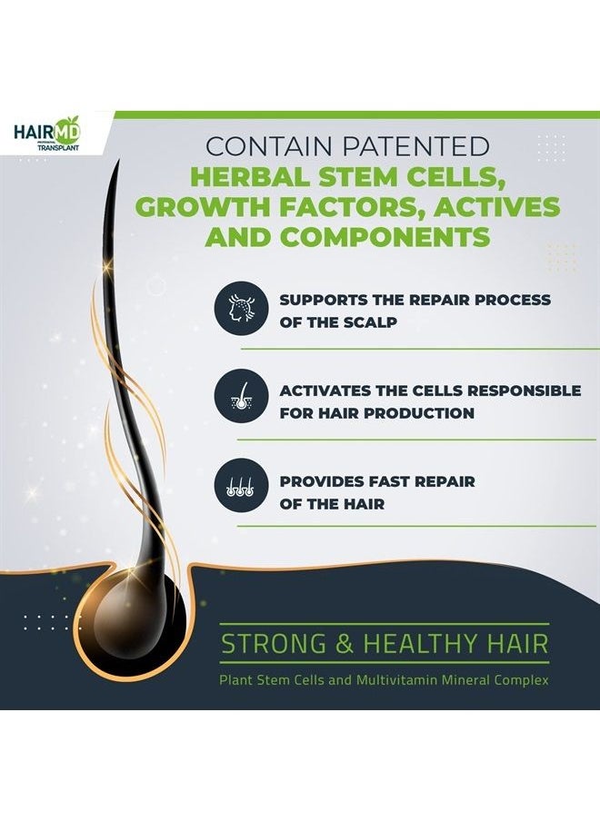 hairmd - Transplant Hair Repair Set - Hair Regrowth Set with 250 ml Regenerating Shampoo and 150 ml Repair Foam - Rich in Biotin, Keratin, Saw Palmetto - Suitable for All Hair Types - Image 1