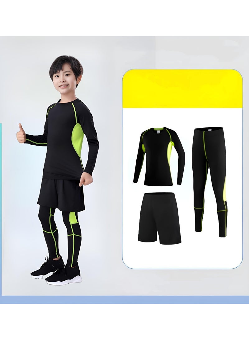 KUYING Children's High Elasticity Tight Fitting Clothing Sports Fitness Set Quick Drying Training Suit