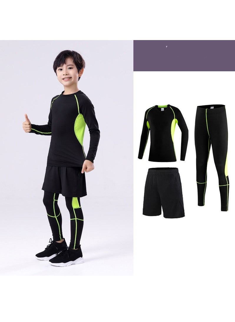 KUYING Children's High Elasticity Tight Fitting Clothing Sports Fitness Set Quick Drying Training Suit 