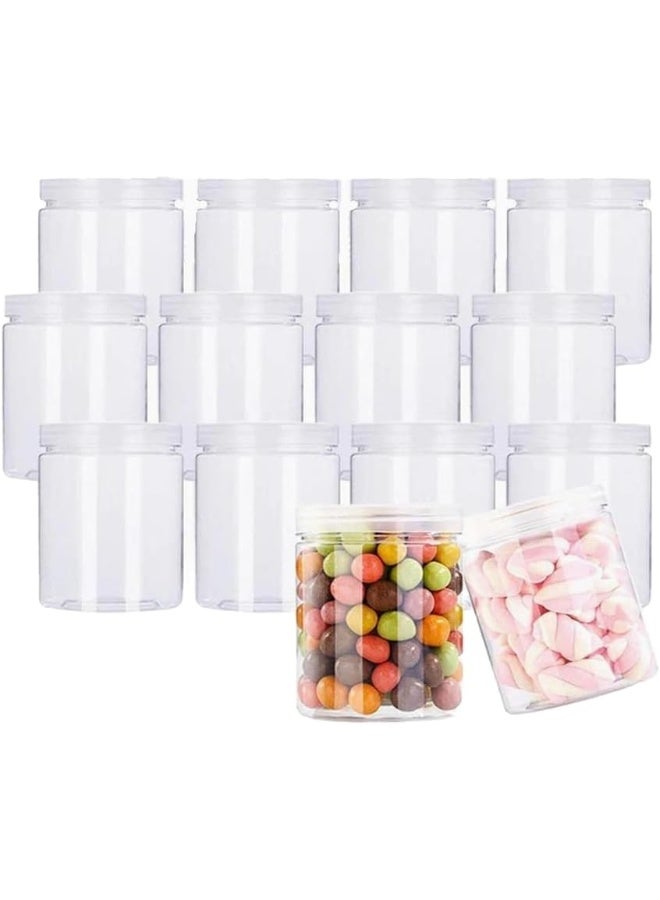 Generic Clear Pet Jar With Plastic Lid 500Ml 8.5X8.5X 14 Cm Set Of 8  Pieces  - Image 1