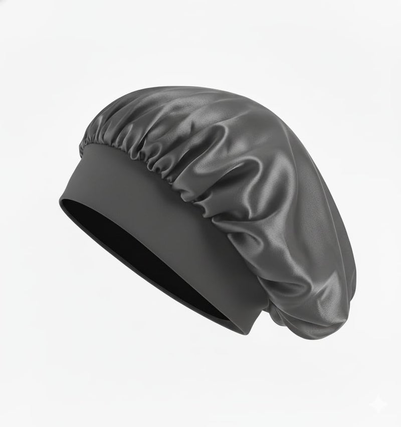 Satin Sleep Bonnet, Premium Soft Fabric (Grey)