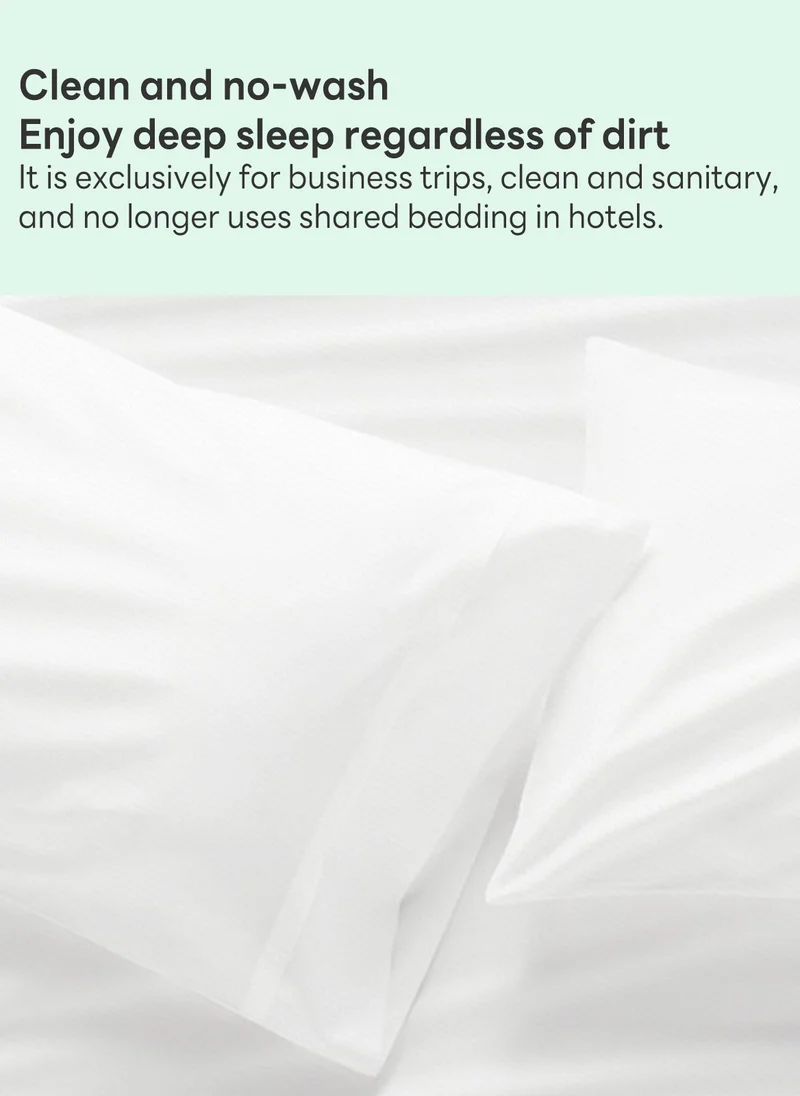 Sharpdo Travel-Specific 4-Piece Disposable Double Bed Sheet Set, with 1 Duvet Cover, 1 Flat Sheet and 2 Pillowcases