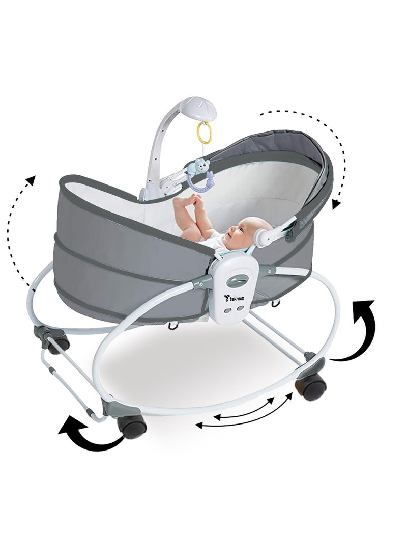 TEKNUM 6 - In - 1 Cozy Rocker Bassinet With Wheels, Awning And Mosquito Net - Grey  - Image 3
