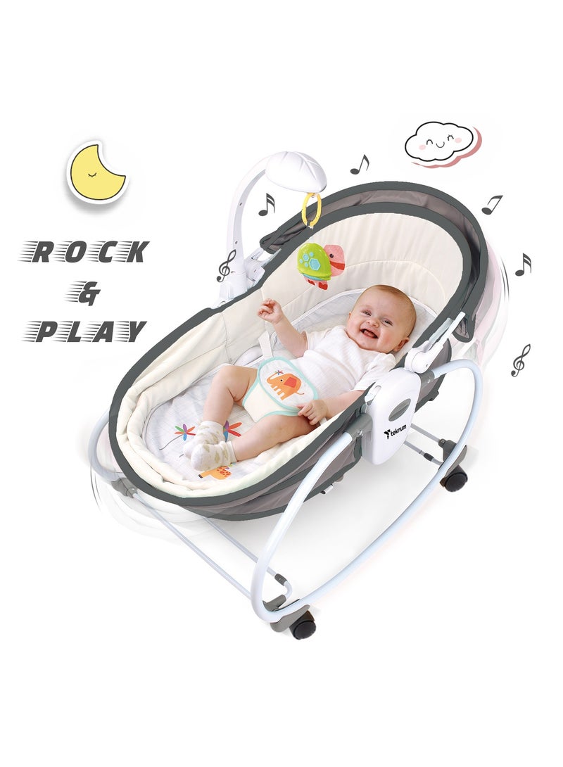 TEKNUM 6 - In - 1 Cozy Rocker Bassinet With Wheels, Awning And Mosquito Net - Grey  - Image 2