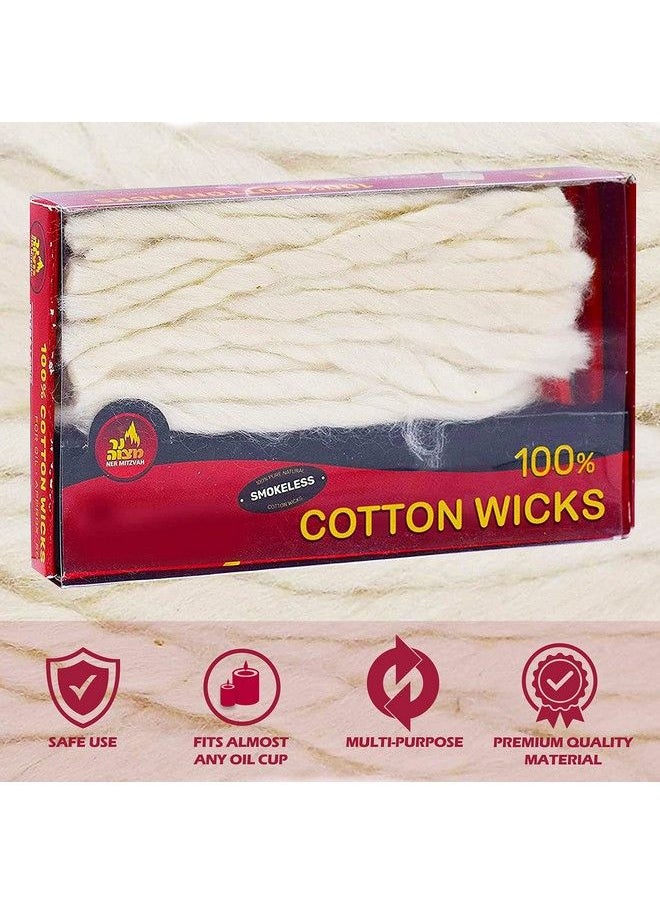 Ner Mitzvah Smokeless Cotton Wicks 2 X 50 Pack (Approx.) 100% Natural For Oil Cup Candle Lighting Multipurpose Use  - Image 3