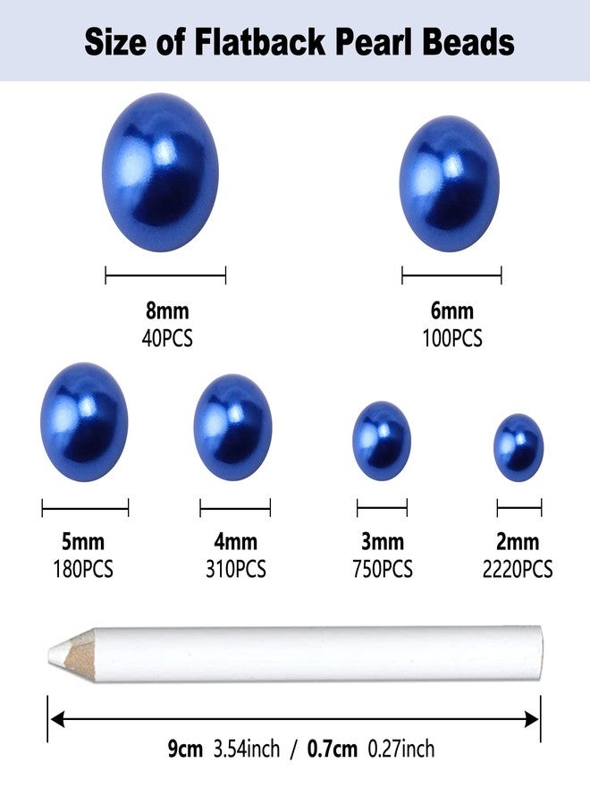 Briskbloom 3600PCS Flatback Pearls - Dark Blue Half Pearls for Crafts Scrapbooking, 2mm-8mm for Crocs Shoes Cups Nail Art, Imitation Loose - Image 4