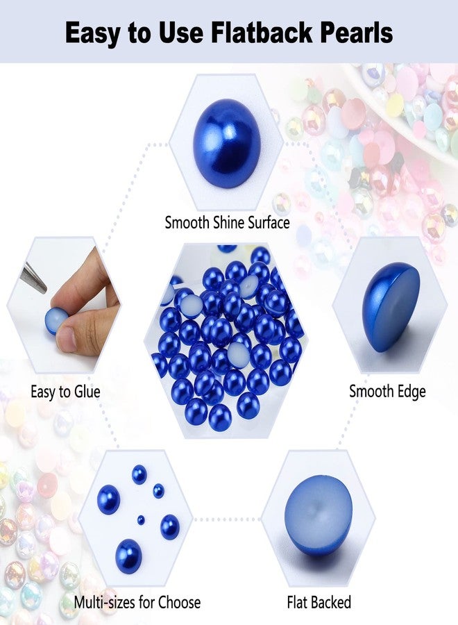 Briskbloom 3600PCS Flatback Pearls - Dark Blue Half Pearls for Crafts Scrapbooking, 2mm-8mm for Crocs Shoes Cups Nail Art, Imitation Loose - Image 5
