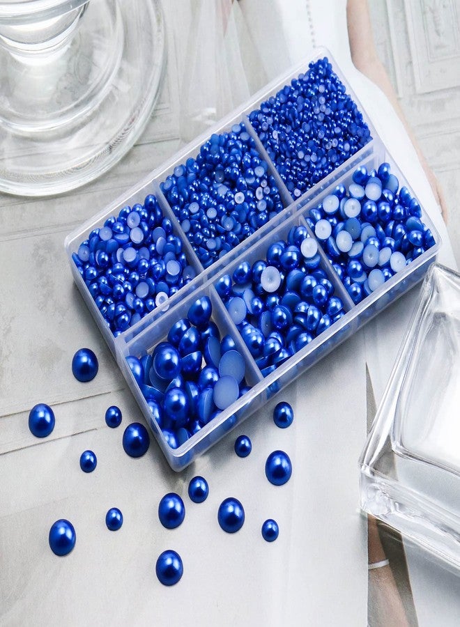 Briskbloom 3600PCS Flatback Pearls - Dark Blue Half Pearls for Crafts Scrapbooking, 2mm-8mm for Crocs Shoes Cups Nail Art, Imitation Loose - Image 2