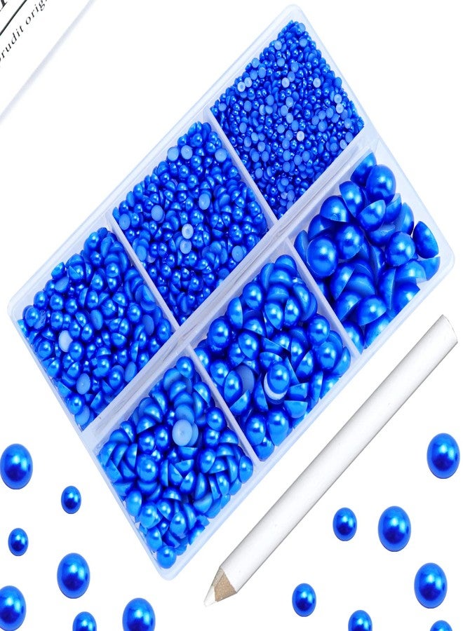 Briskbloom 3600PCS Flatback Pearls - Dark Blue Half Pearls for Crafts Scrapbooking, 2mm-8mm for Crocs Shoes Cups Nail Art, Imitation Loose - Image 1