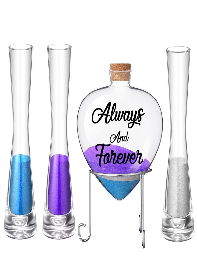 ايرينير مجموعة رمل الوحدة من إيريناري لحفلات الزفاف تتضمن 3 مزهريات لحفلات الزفاف، و3 قطع رمل، وزجاجة على شكل قلب مع حامل معدني، وسدادة من الفلين لحفلات الخطوبة والذكرى السنوية (داكن، كلاسيكي). - Image 1