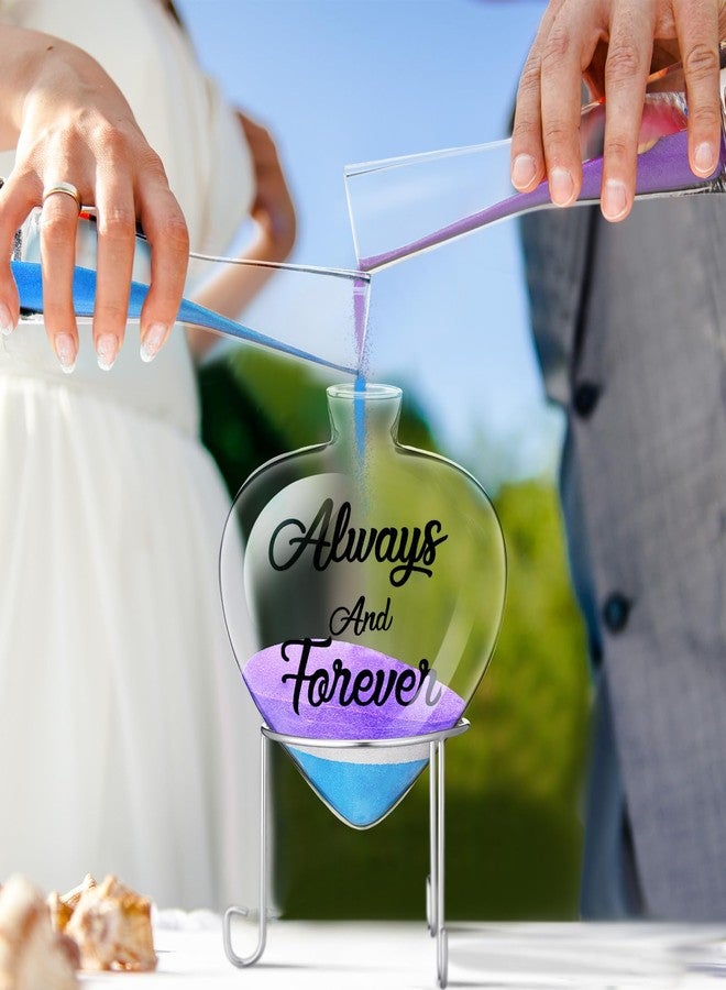 ايرينير مجموعة رمل الوحدة من إيريناري لحفلات الزفاف تتضمن 3 مزهريات لحفلات الزفاف، و3 قطع رمل، وزجاجة على شكل قلب مع حامل معدني، وسدادة من الفلين لحفلات الخطوبة والذكرى السنوية (داكن، كلاسيكي). - Image 2