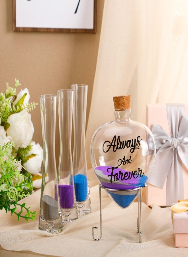 ايرينير مجموعة رمل الوحدة من إيريناري لحفلات الزفاف تتضمن 3 مزهريات لحفلات الزفاف، و3 قطع رمل، وزجاجة على شكل قلب مع حامل معدني، وسدادة من الفلين لحفلات الخطوبة والذكرى السنوية (داكن، كلاسيكي). - Image 4