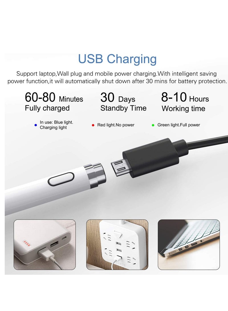 ELTRAZONE Active Stylus Pen White/Black 1.45mm fine Tip for iPad Apple iPhone Samsung Tablets, on iOS and Android Capacitive Touchscreen, Take-Note Hand-Written Draw no lags Skipping,Rechargeable, - Image 5