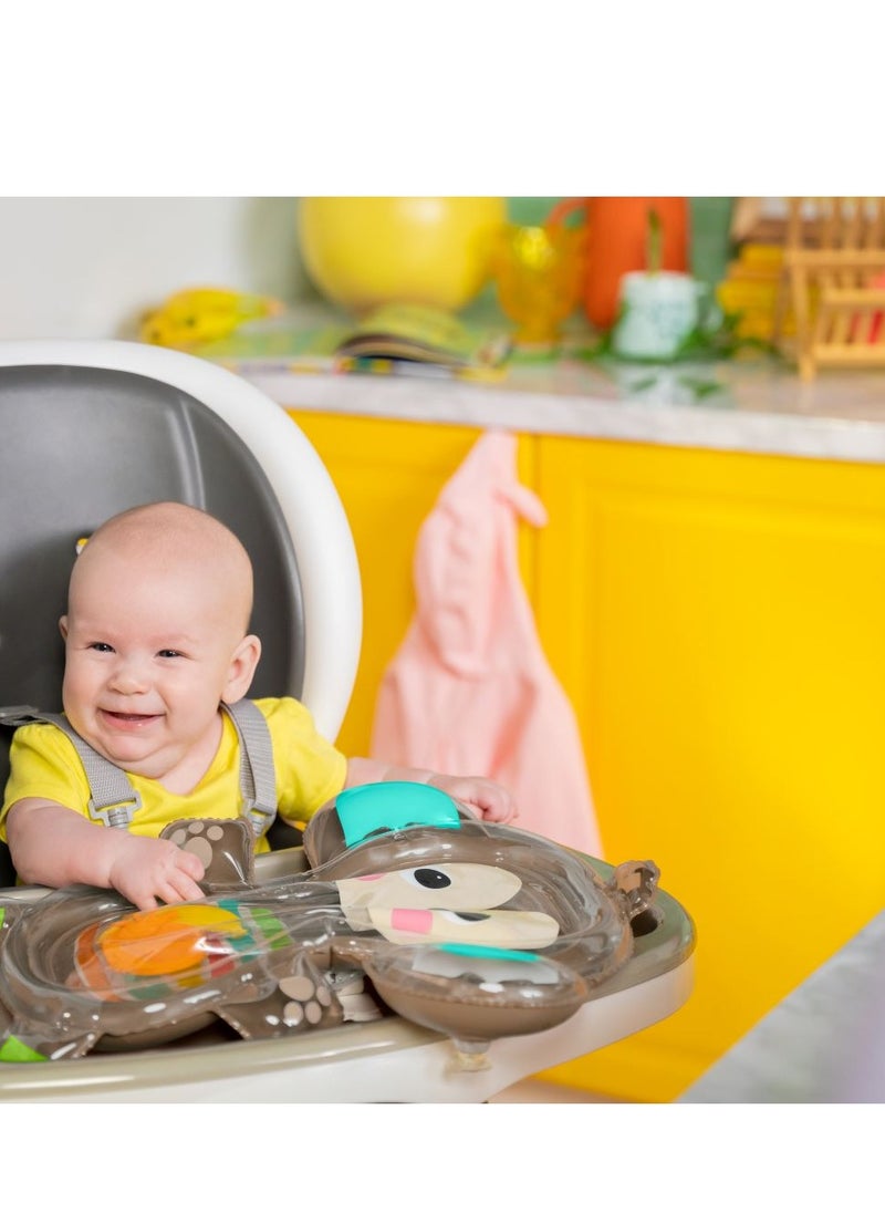 Bright Starts - Hungry Monkey Tummy Time Water Mat, Sensory Play with Floating Fruit & Cause & Effect, Compact & Portable for Newborns+ - Image 1