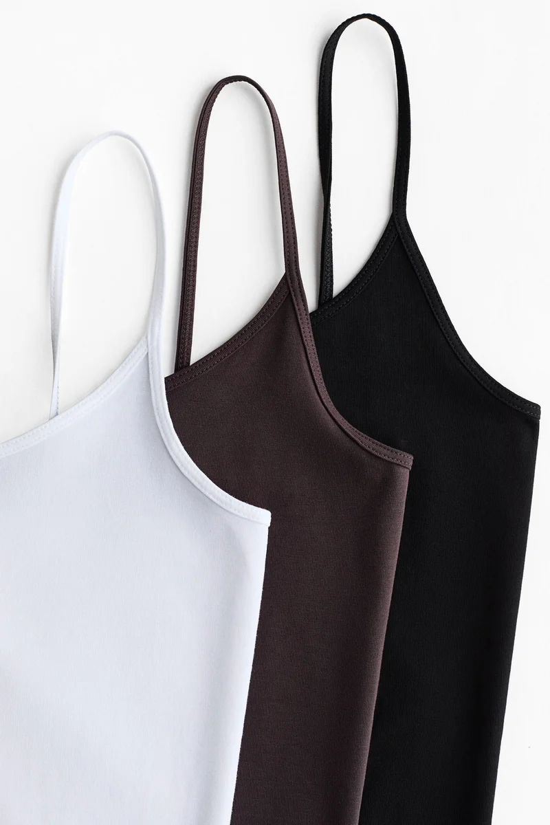 H&M 3-pack cotton strappy tops