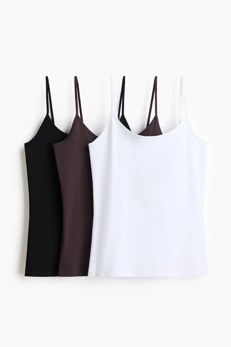 H&M 3-pack cotton strappy tops