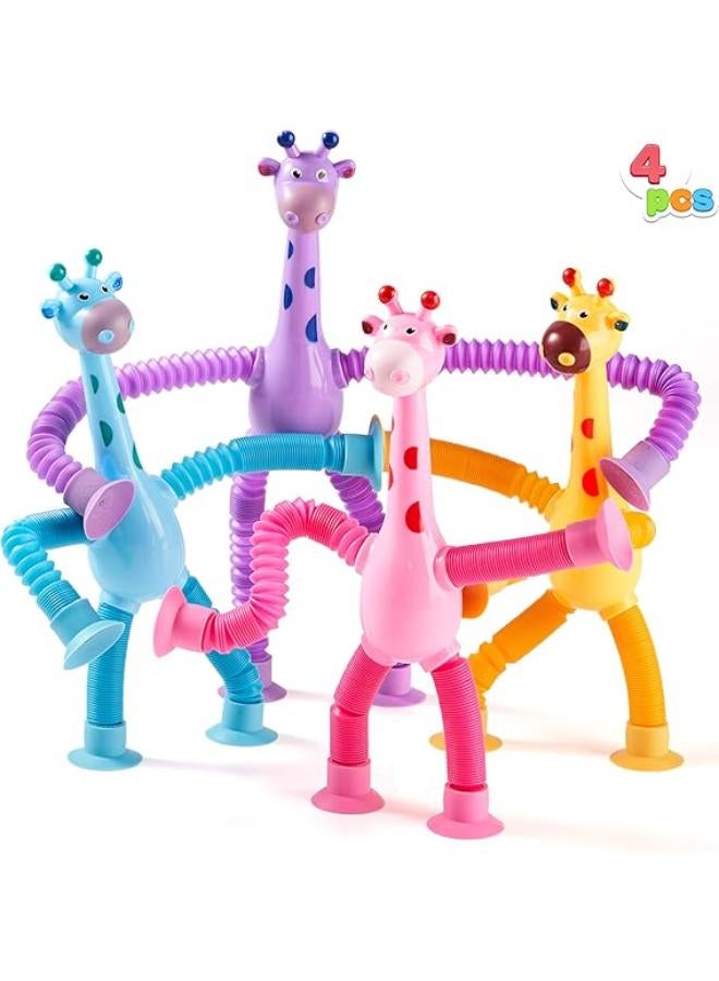 JOYIN 4 Pcs Pop Tubes Suction Cup Giraffe Toys, Autism Sensory Gifts Fidget Toys for Kids Toddler Boys Girls Year Ages 3 4 5 6 7 8 9 10 Birthday Party Favors Kids Travel Classroom Prize - Image 1