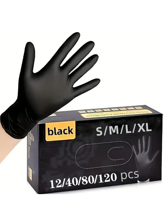 Black Powder Free Nitrile Latex Gloves Disposable 12pcs M Size Household Cleaning - Image 1