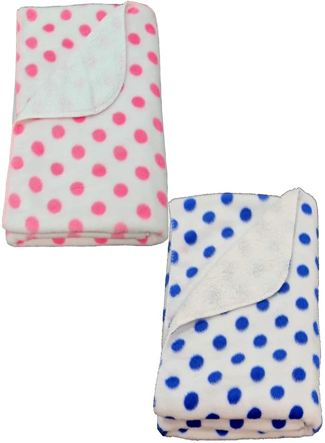 First Kick Baby Blankets New Born Combo Pack of Super Soft Polyester Baby Bed Crib Sheets for Baby Boys, Baby Girls, Babies (100cm x 75cm, 0-12 Months) Crystal Pink, Royal - Image 1