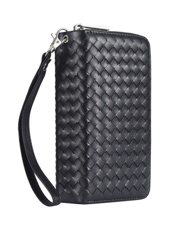 NIBEMINENT Woven Leather Wallet Case For Apple iPhone 12/12 Pro Black - Image 3