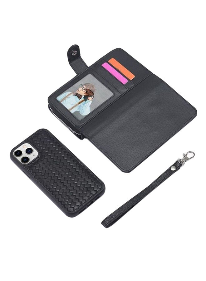 NIBEMINENT Woven Leather Wallet Case For Apple iPhone 12/12 Pro Black - Image 5
