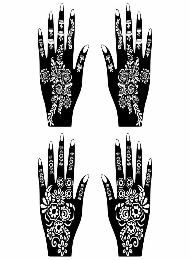 Komstec Simple Combo Mehndi Stencil Sticker Set for Girls & Women Palm and Finger Design Pack of 2 - Image 1