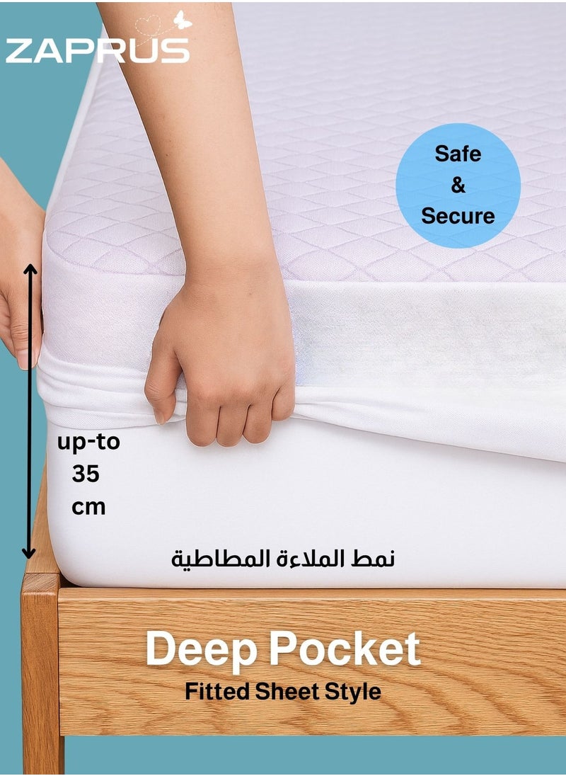 زابروس واقي مرتبة زابروس كول، برائحة اللافندر – يبرد بمقدار 5 درجات مئوية، قابل للتنفس، مضاد للحساسية، مقاوم للماء، ينظم درجة الحرارة، بأسلوب ملاءة مفروشة – راحة فاخرة مع عطر يدوم طويلاً  - Image 5