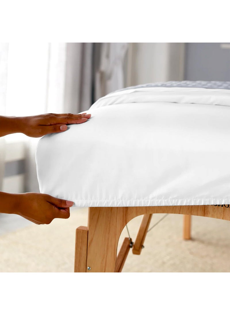 SUPREME ELEGANCE 100% Cotton Twin Arctic White Fitted Sheet Only  Back to School College Essentials Mattress Fitted Sheet (39 W x 75 L)  Lightweight  Highly Breathable  Cool & Crisp  17"" Deep Pocket Bed Sheets  - Image 3
