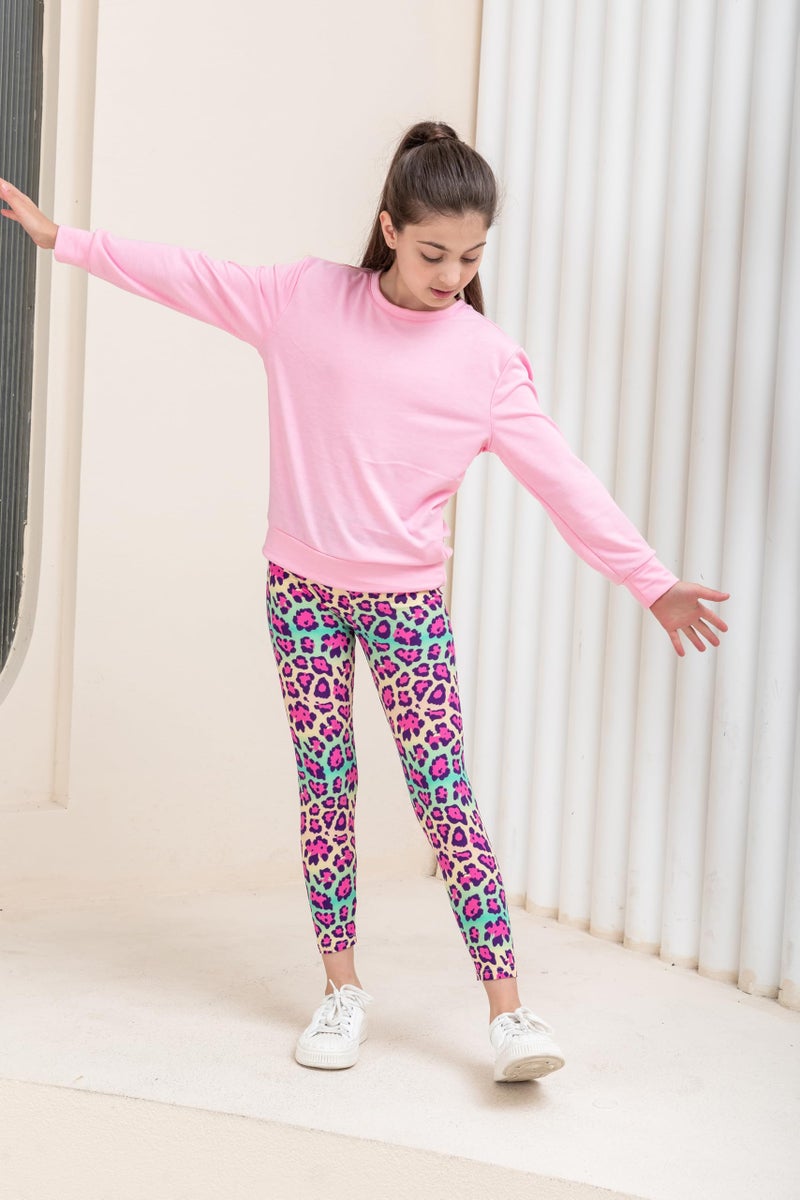 SOFTMILK Girls Prints Leggings High Waist Casual Yoga Trousers Tie Dye Toddlers' Fashion Leggings Size 4-11Y,Stretchy Tight Pants, Multipacks (US, Age, 10 Years, 11 Years, Random Print 5-Pack) - Image 3