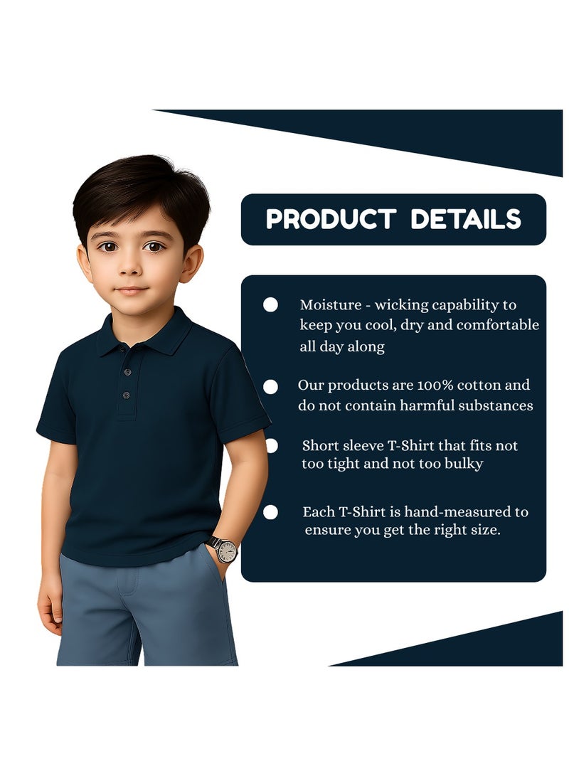 PRINTSHOP4ME Basic Unisex Kids polo T-shirt 230 GSM (Navy Blue) - Image 4