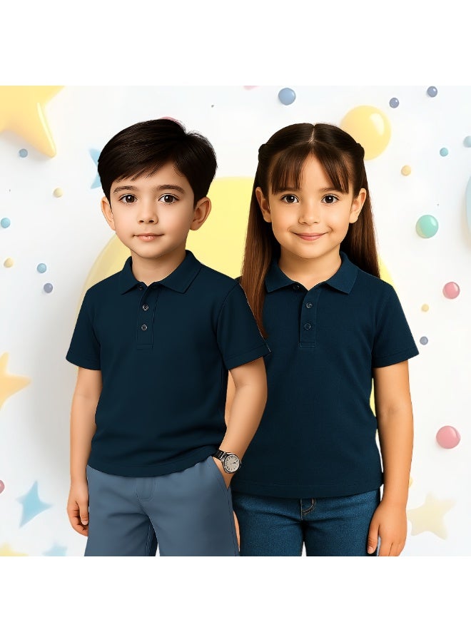 PRINTSHOP4ME Basic Unisex Kids polo T-shirt 230 GSM (Navy Blue) - Image 5