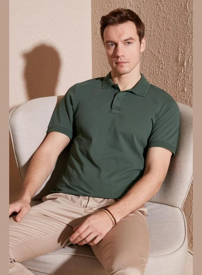 بوراتي تيشيرت بولو قطن رجالي بقصة عادية