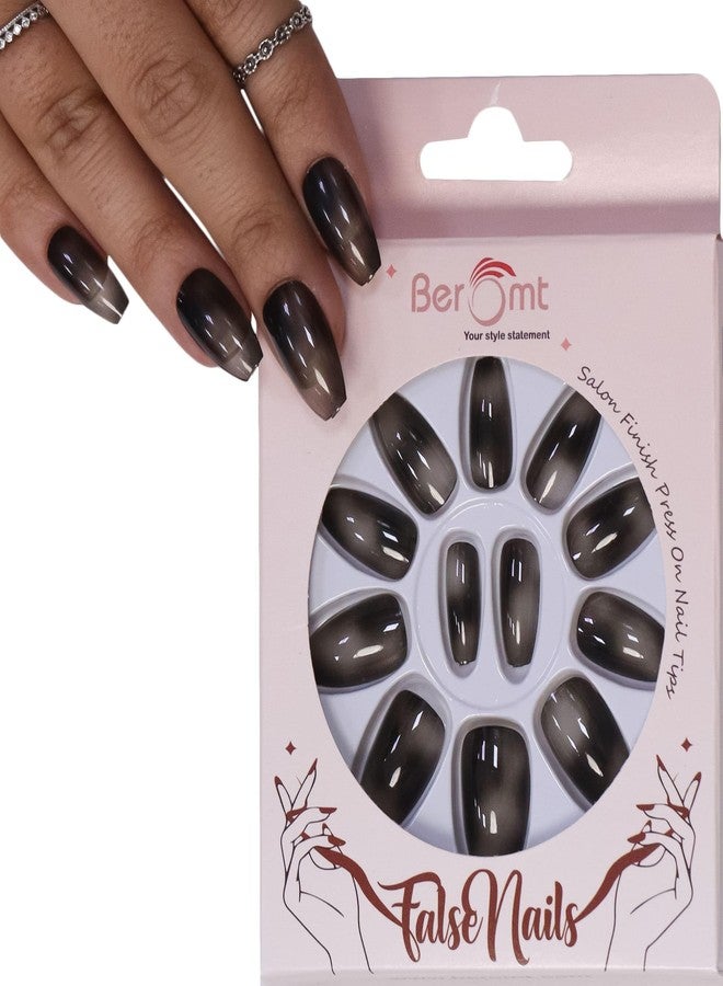 Plenteous 48 Pcs French Press-On Nails for Women & Girls - Medium Length Almond Shape Acrylic Fake Nails with White Tips & Pearl Finish, Multi-Color & Multi-Design False Nail Set with Glue - Image 4