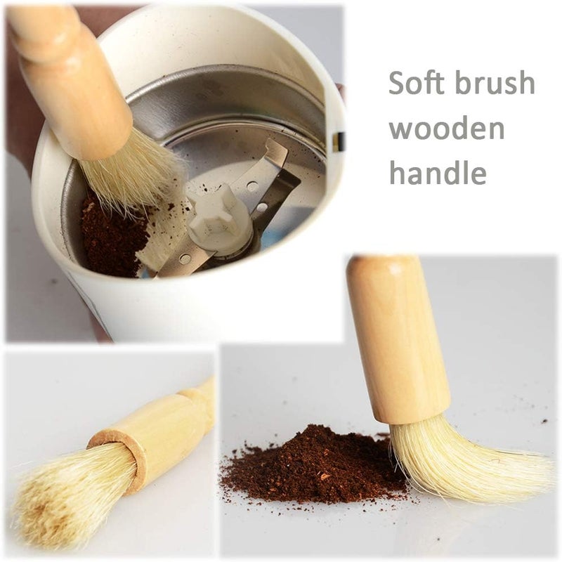 WANLIAN 2 Pack Coffee Grinder Cleaning Brush, Heavy Wood Handle & Natural Bristles Wood Dusting Espresso Brush and Nylon Espresso Machine Brush - Image 3