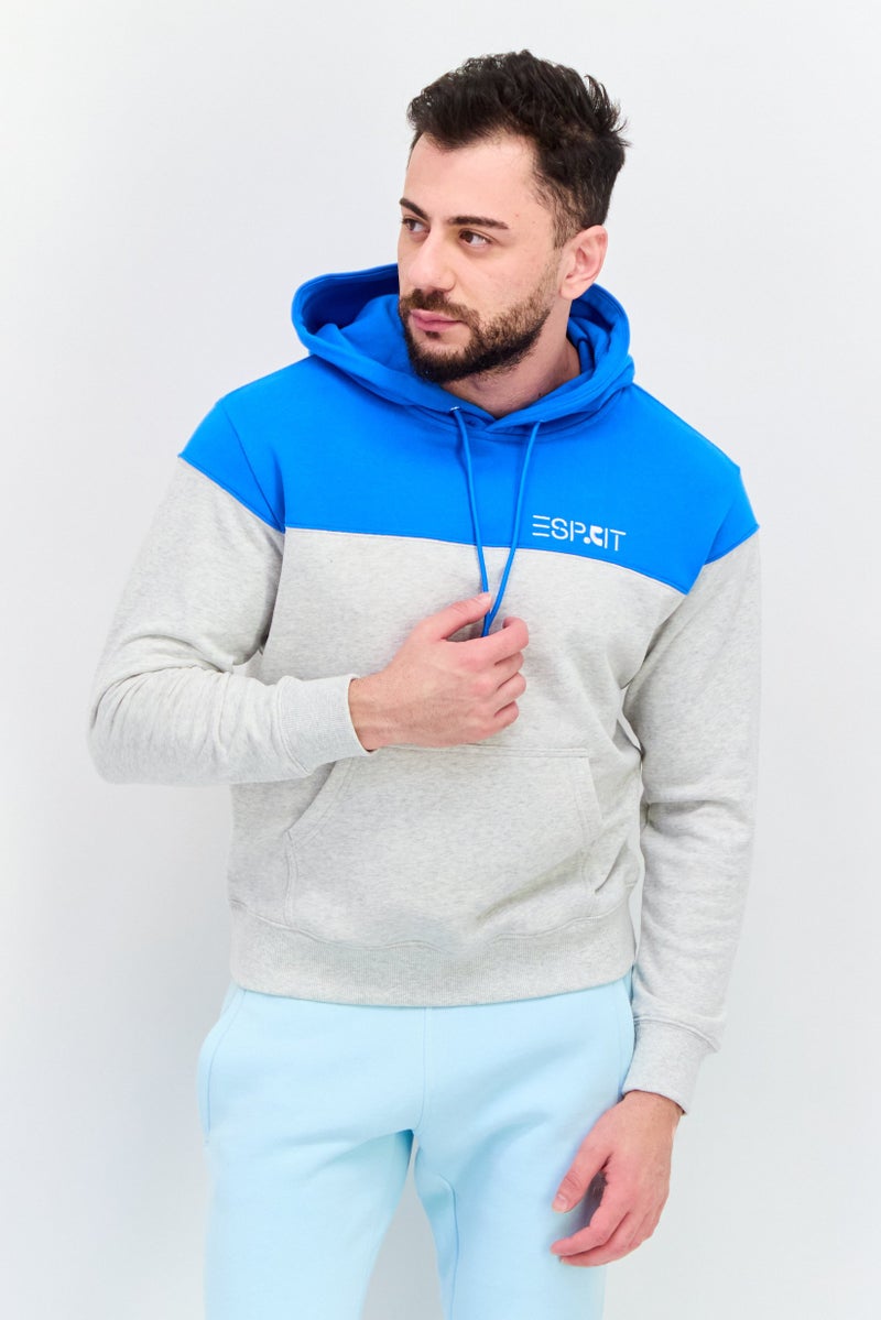 ESPRIT هودي مزخرف بأكمام طويلة للرجال من إسبريت × راحة واستجمام، رمادي - Image 1