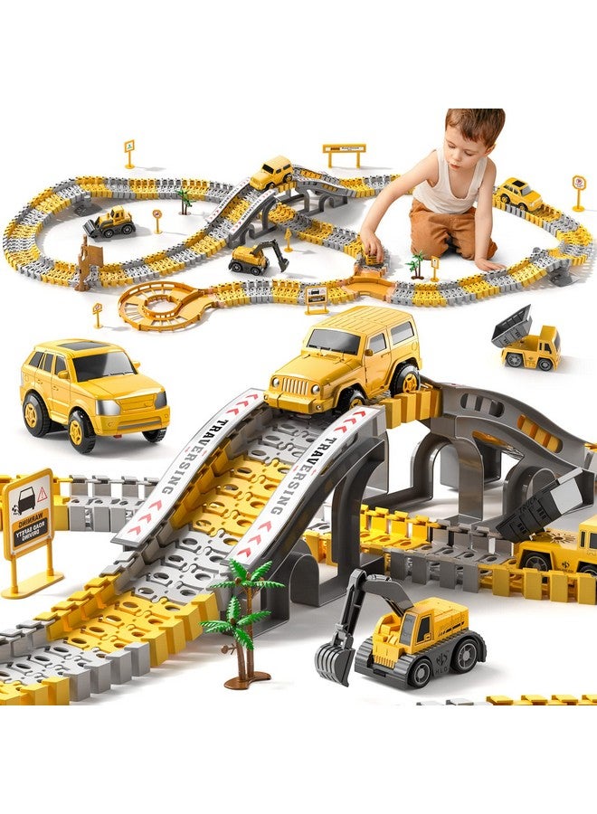 TEMI 236 Pcs Construction Toys Race Tracks For 3 4 5 6 Year Old Boys, Flexible Track Playset And 6 Pcs Construction Car For Kids Toys, Birthday Gift For Age 3-9 Boys Toddler Girls - Image 3